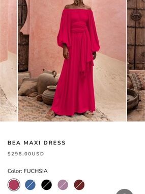 Bea Off-Shoulder Fuchsia Maxi Dress with Draped Waist Tie
